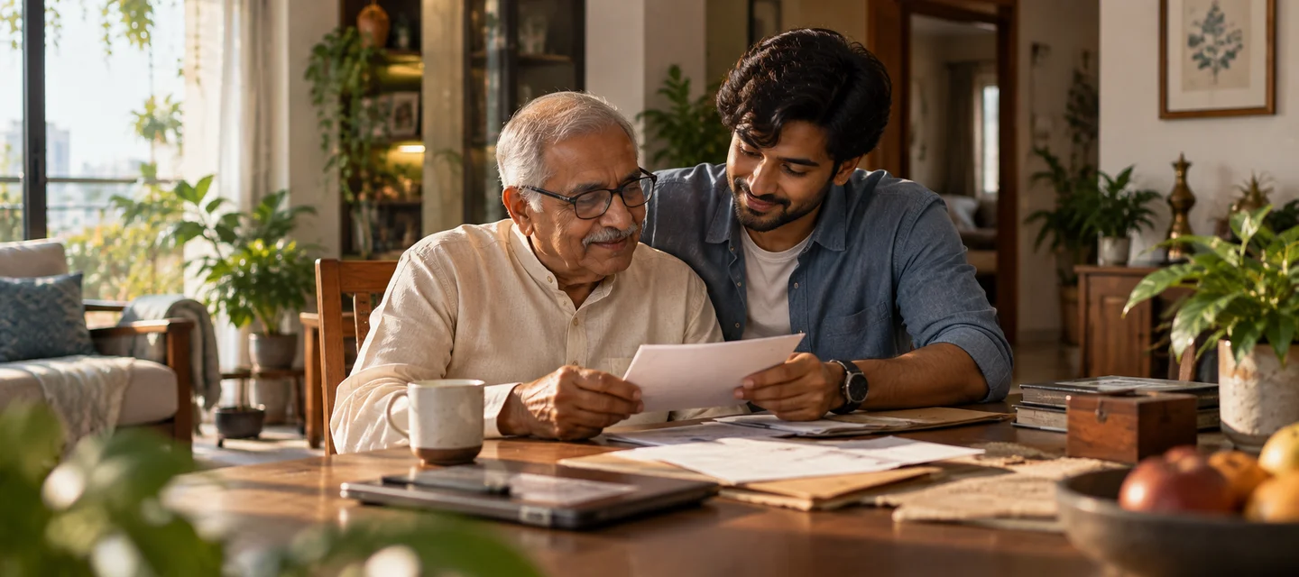 An adult caring for a parent with dignity